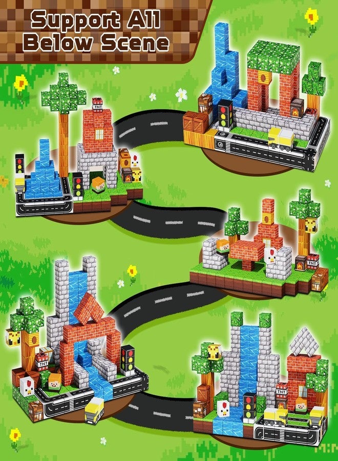 Annexfun Magnetic Blocks - 150PCS Magnetic Building Blocks Road Forest Magnetic Cubes - STEM Toys for Montessori Toddler Birthday Gifts -STEM Sensory Construction Toys for Kids Ages 3+ for Boy & Girl - Image 3